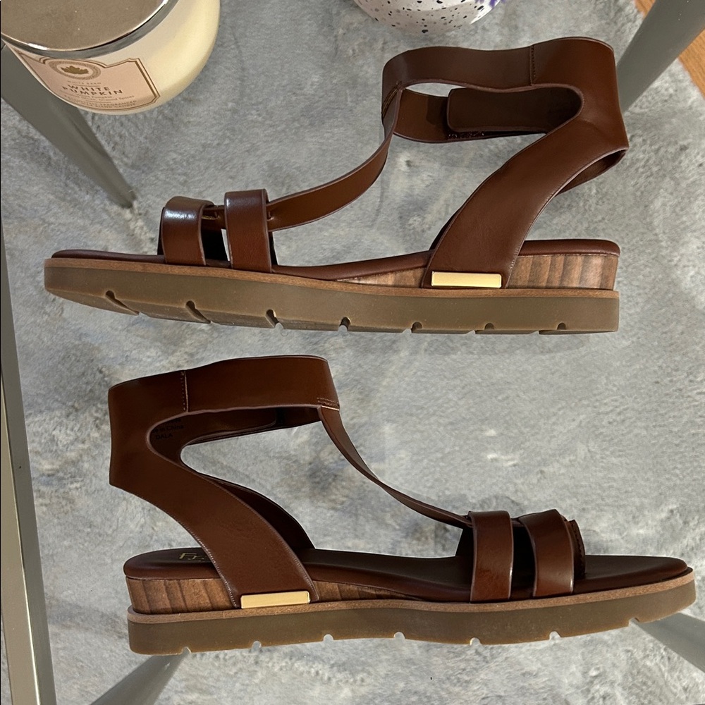 Franco Sarto Dark Brown Leather Sandals